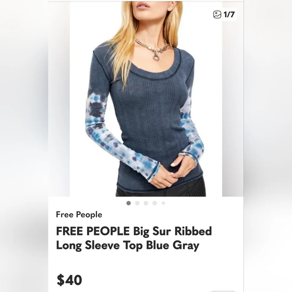 We The Free Blue Tie-Dye Long Sleeve Top - Picture 12 of 16